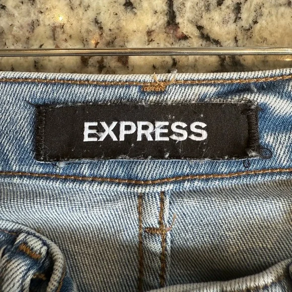 Express Women's Denim Bell Flare High Rise Jeans - Picture 3 of 4